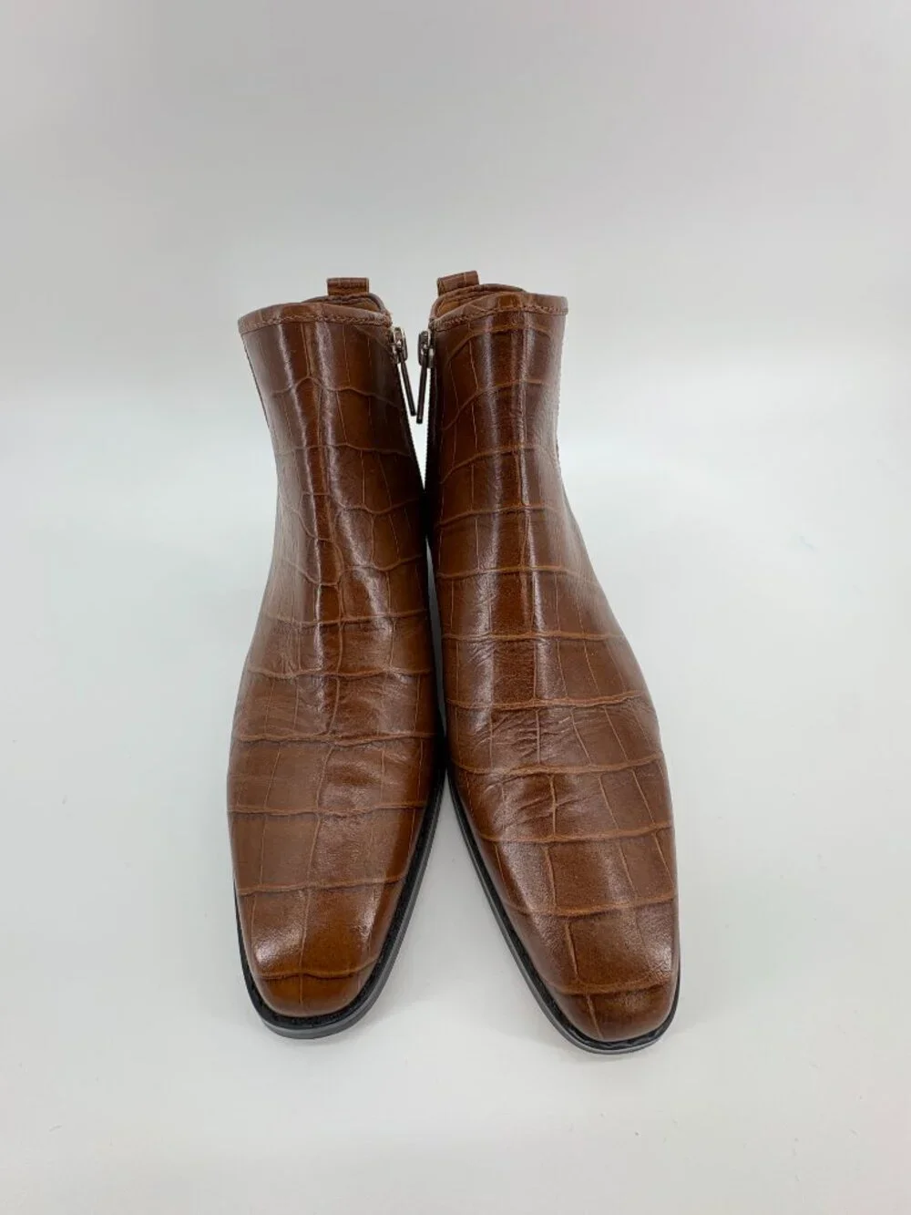 Share SARTO Franco Sarto Women’s Brown Croc Embossed Leather Ankle Boots Size 8